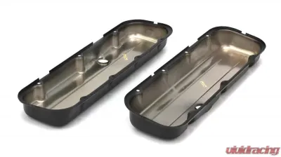 Trans-Dapt Performance CHEVY 396-502 SHORT ASPHALT BLACK POWDER COATED VALVE COVERS- UNBAFFLED - 8691