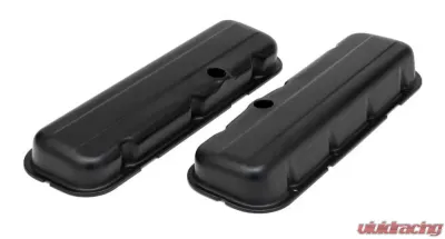 Trans-Dapt Performance CHEVY 396-502 SHORT ASPHALT BLACK POWDER COATED VALVE COVERS- UNBAFFLED - 8691