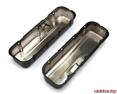 Trans-Dapt Performance CHEVY 396-502 TALL ASPHALT BLACK POWDER COATED BAFFLED VALVE COVERS - 8692