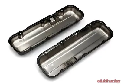 Trans-Dapt Performance CHEVY 396-502 SHORT ASPHALT BLACK POWDER COATED BAFFLED VALVE COVERS - 8693