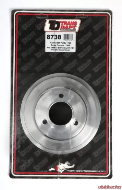 Trans-Dapt Performance CRANKSHAFT PULLEY ALUMINUM BB CHEVY LWP POLISHED FINISH - 8738