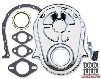 Trans-Dapt Performance Chrome Timing Chain Cover, Gasket, Bolts, Seal and Tab- 1965-90 Chevy 396-454 Chevrolet - 9001