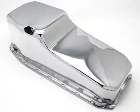 Trans-Dapt Performance CHROME OEM-Style Oil Pan;80-85 Chevy 305-350;Pass. side Dipstick; 4 Qt. Cap. Chevrolet