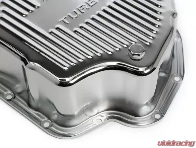 Trans-Dapt Performance CHROME STEEL EXTRA CAPACITY TRANSMISSION PAN; FINNED; GM TURBO 400 - 9106