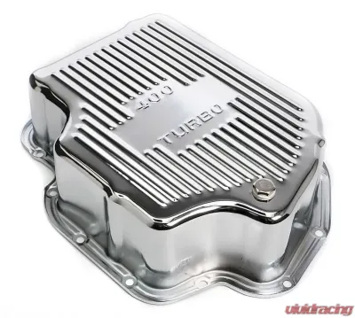 Trans-Dapt Performance CHROME STEEL EXTRA CAPACITY TRANSMISSION PAN; FINNED; GM TURBO 400 - 9106