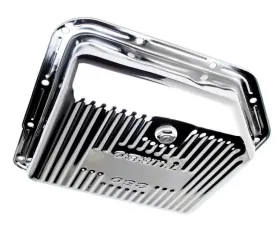 Trans-Dapt Performance TH350-CHROME Transmission Pan; Stock Capacity; Stock Depth; FINNED Bottom