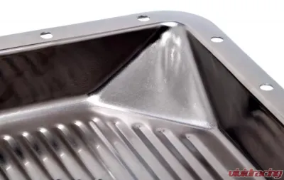 Trans-Dapt Performance FORD C-6-CHROME Transmission Pan; Stock Capacity; Stock Depth; FINNED Bottom - 9125