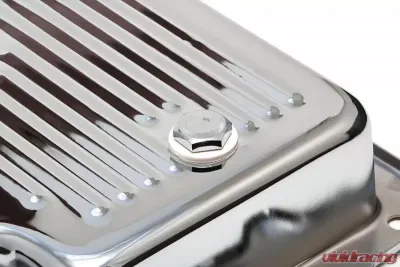 Trans-Dapt Performance FORD C-6-CHROME Transmission Pan; Stock Capacity; Stock Depth; FINNED Bottom - 9125