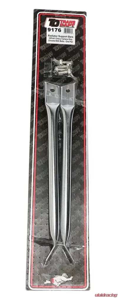 Trans-Dapt Performance Radiator Support Bars; 1970-81 Camaros Only (Pr)-CHROME - 9176