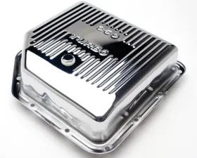 Trans-Dapt Performance TH350-CHROME Transmission Pan; Extra Capacity (+2 Qt); 3-1/2 in. Depth; FINNED