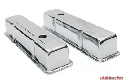 Trans-Dapt Performance TRADITIONAL Design Valve Covers; TALL; 58-86 SB Chevy; WITH Baffles-CHROME Chevrolet - 9215