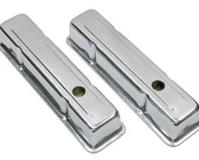 Trans-Dapt Performance TRADITIONAL Design Valve Covers; TALL; 58-86 SB Chevy; WITH Baffles-CHROME Chevrolet