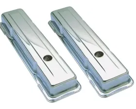 Trans-Dapt Performance TRADITIONAL Design Valve Covers; SHORT; 1958-1986 SB Chevy 283-350-CHROME Chevrolet