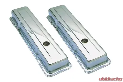 Trans-Dapt Performance TRADITIONAL Design Valve Covers; SHORT; 1958-1986 SB Chevy 283-350-CHROME Chevrolet - 9216