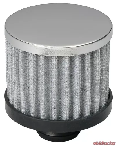 Trans-Dapt Performance 3 in. Tall PUSH-IN Style Breather; Cotton Filter Element; 1-1/4 in. Hole-CHROME - 9308