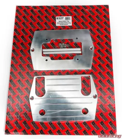 Trans-Dapt Performance Optima RED TOP (4 post) Battery Tray; PINSTRIPED (ball-milled)-Billet ALUMINUM - 9327