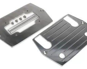 Trans-Dapt Performance Optima RED TOP (4 post) Battery Tray; PINSTRIPED (ball-milled)-Billet ALUMINUM