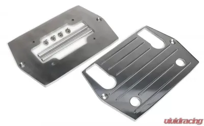 Trans-Dapt Performance Optima RED TOP (4 post) Battery Tray; PINSTRIPED (ball-milled)-Billet ALUMINUM - 9327