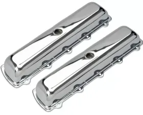 Trans-Dapt Performance TRADITIONAL Design Valve Covers; SHORT; 1964-1988 SB OLDS 330-455-CHROME