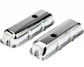 Trans-Dapt Performance TRADITIONAL Design Valve Covers; SHORT; 1980-1989 Chevy 2.8L V6-CHROME Chevrolet 2.8L V6