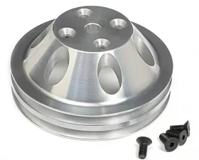 Trans-Dapt Performance WATER PUMP Pulley; 2 Groove; 69-85 CHEVROLET 283-350; LONG W/P- Mach. ALUMINUM Chevrolet