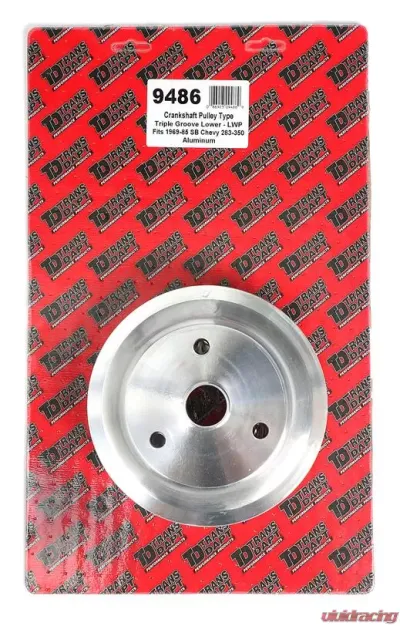 Trans-Dapt Performance CRANKSHAFT Pulley; 3 Groove; CHEVROLET 283-350;LONG W/P-Machined ALUMINUM Chevrolet - 9486