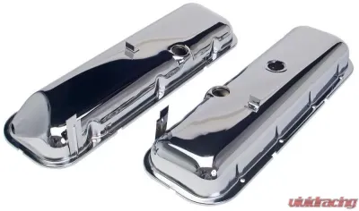 Trans-Dapt Performance OEM-Style Valve Covers w/recessed corner; SHORT; 65-72 BB Chevy 396-502-CHROME Chevrolet - 9504