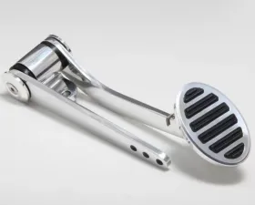 Trans-Dapt Performance Firewall Mount Gas Pedal; 6 Horizontal Rubber Inserts; Oval- Polished Aluminum