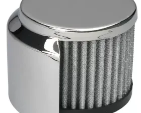 Trans-Dapt Performance 3 in. Tall PUSH-IN Style Breather w/HOOD; Cotton Filter; 1-1/4 in. Hole-CHROME