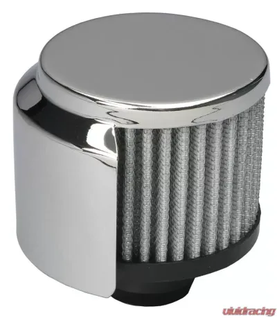 Trans-Dapt Performance 3 in. Tall PUSH-IN Style Breather w/HOOD; Cotton Filter; 1-1/4 in. Hole-CHROME - 9516