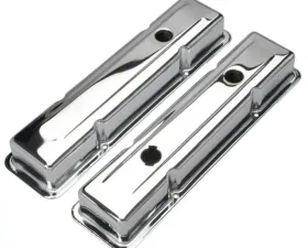 Trans-Dapt Performance O.E.M. REPRODUCTION Valve Covers; SHORT; 78-86 SB Chevy 305-350-CHROME Chevrolet