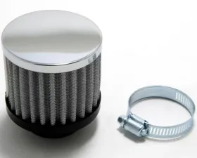 Trans-Dapt Performance 3 in. Tall CLAMP-ON Style Breather; Open Cotton Filter; 1-1/4 in. Hole-CHROME
