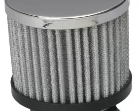 Trans-Dapt Performance 3 in. Tall CLAMP-ON Style Breather w/HOOD; Cotton Filter; 1-1/4 in. Hole-CHROME