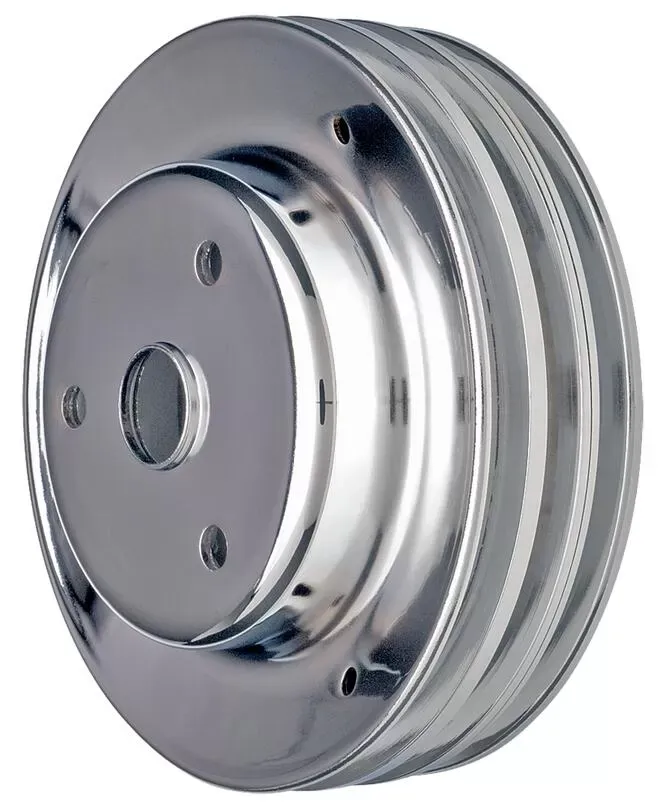 Trans-Dapt Performance CRANKSHAFT Pulley; 3 Groove; CHEVROLET 283-350; LONG Water Pump-CHROME Chevrolet - 9608