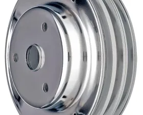 Trans-Dapt Performance CRANKSHAFT Pulley; 3 Groove; CHEVROLET 283-350; LONG Water Pump-CHROME Chevrolet