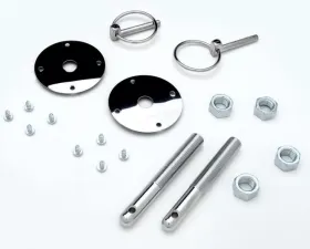 Trans-Dapt Performance FLIP-OVER Style Hood Pin Set; 1/4 in. Pins (1 Pr)-CHROME