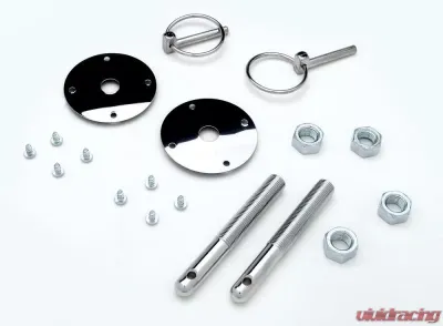 Trans-Dapt Performance FLIP-OVER Style Hood Pin Set; 1/4 in. Pins (1 Pr)-CHROME - 9669