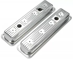 Trans-Dapt Performance TRADITIONAL Design Valve Covers; SHORT; 5.0-5.7L Chevy 1987-99-CHROME Chevrolet