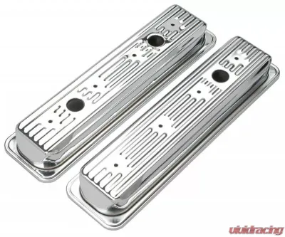 Trans-Dapt Performance TRADITIONAL Design Valve Covers; SHORT; 5.0-5.7L Chevy 1987-99-CHROME Chevrolet - 9702