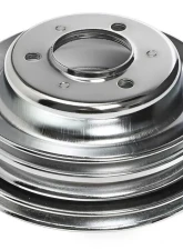 Trans-Dapt Performance CRANKSHAFT Pulley; 3 Groove; CHEVROLET 396-454; LONG Water Pump-CHROME Chevrolet                                     - 9724 - Image 3