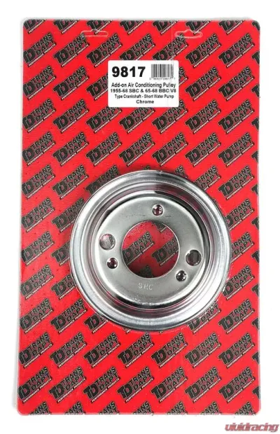 Trans-Dapt Performance CRANKSHAFT Pulley; 1 Groove; CHEVY SB Gen 1 & BB Gen IV; SHORT Water Pump-CHROME Chevrolet - 9817