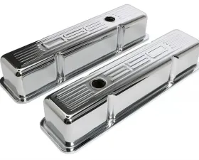 Trans-Dapt Performance 350 C.I.D. Logo Design Valve Covers; TALL; 1958-1986 SB Chevy 350-CHROME Chevrolet 5.7L V8