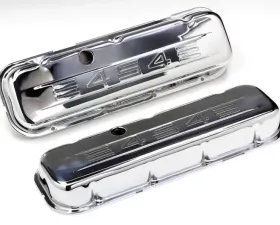 Trans-Dapt Performance 454 C.I.D. Logo Design Valve Covers; SHORT; 1965-2000 BB Chevy 454-CHROME Chevrolet 7.4L V8