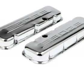 Trans-Dapt Performance 502 C.I.D. Logo Design Valve Covers; SHORT; 1965-2000 BB Chevy 502-CHROME