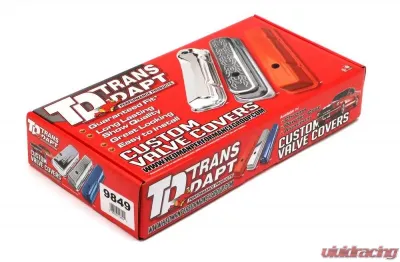 Trans-Dapt Performance CHEVY 350 LOGO TALL ORANGE POWDER COATED VALVE COVERS - 9849