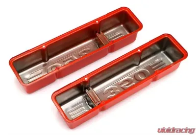 Trans-Dapt Performance CHEVY 350 LOGO TALL ORANGE POWDER COATED VALVE COVERS - 9849