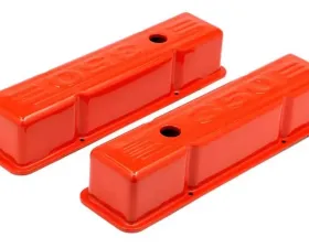 Trans-Dapt Performance CHEVY 350 LOGO TALL ORANGE POWDER COATED VALVE COVERS