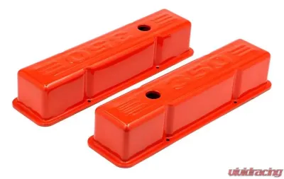 Trans-Dapt Performance CHEVY 350 LOGO TALL ORANGE POWDER COATED VALVE COVERS - 9849