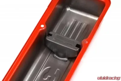 Trans-Dapt Performance CHEVY 350 LOGO SHORT ORANGE POWDER COATED VALVE COVERS - 9852