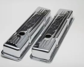 Trans-Dapt Performance 383 Logo Valve Covers; Short; 1958-86 SB Chevy 238-400; Baffled-CHROME